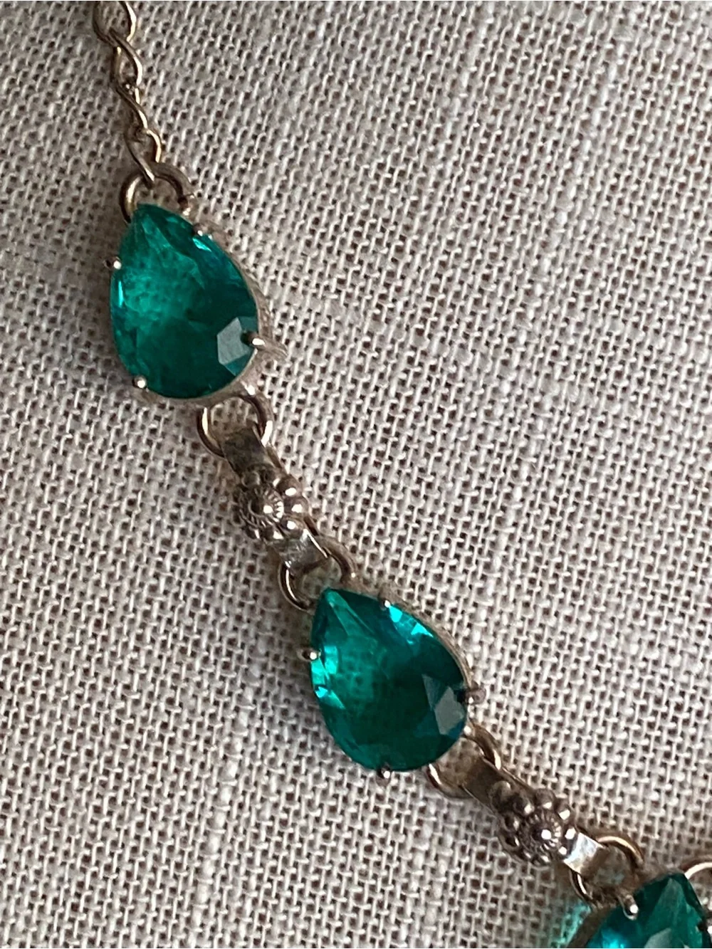 Sterling Silver Necklace Genuine Green Apatite Lariat Semi-Precious Vintage?